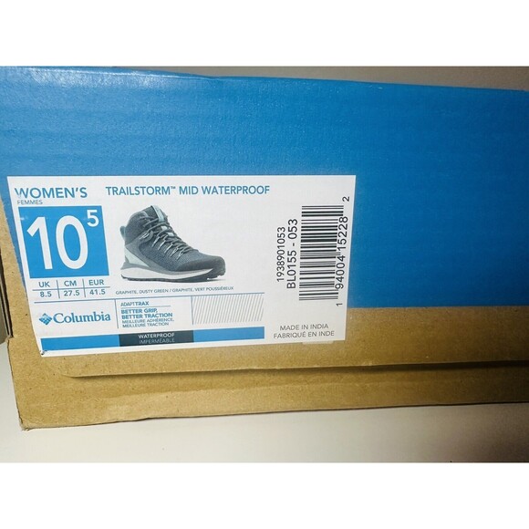 COLUMBIA Trailstorm Mid Waterproof Graphite Green Outdoor Shoe Women's 10.5 NEW - Picture 10 of 10